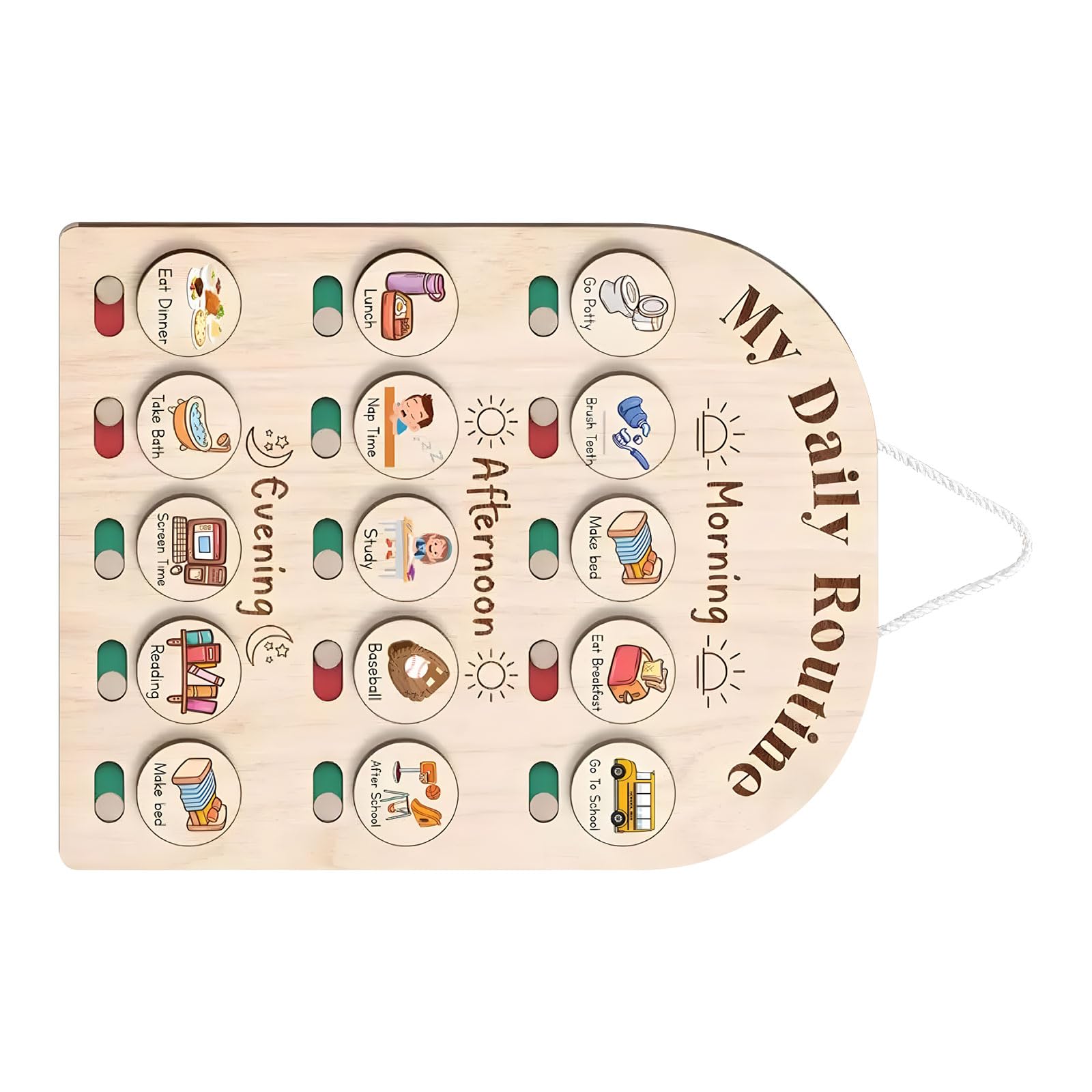 COOLHOOD Tabla de responsabilidad de madera para niños para el seguimiento diario de la rutina y el desarrollo del comportamiento con diseño personalizable