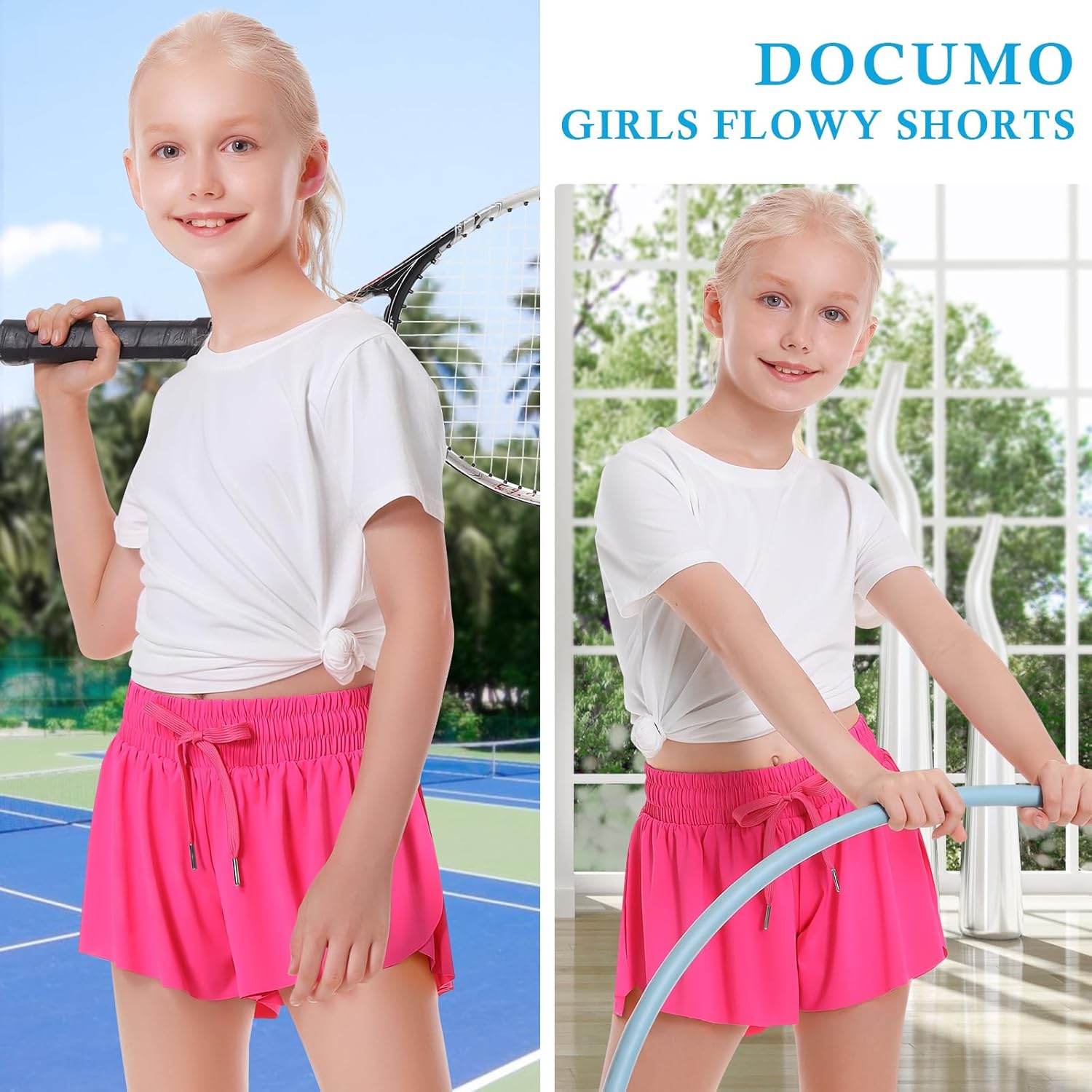 Girls Flowy Shorts Butterfly Shorts for Kids with Pocket 2-in-1 Athletic Shorts Running Shorts for Girls - Image 4
