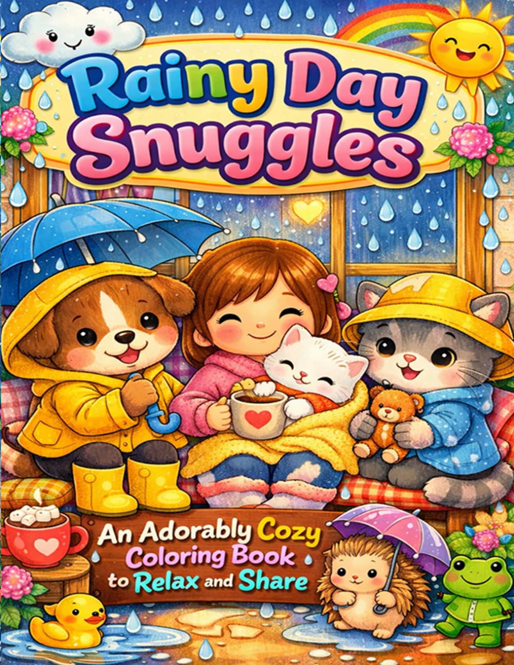 Rainy Day Snuggles: An Adorably Cozy Coloring Book to Relax and Share