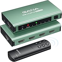 Vista 1 de Interruptor HDMI 5 en 1 salida 4K 60Hz, GANA HDMI Splitter Switcher con control remoto, concentrador de caja de interruptor HDMI 2.0 de aluminio
