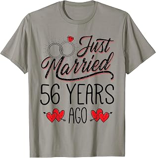 Just Married 56 Years Ago Funny Couple 56th Anniversary T-Shirt