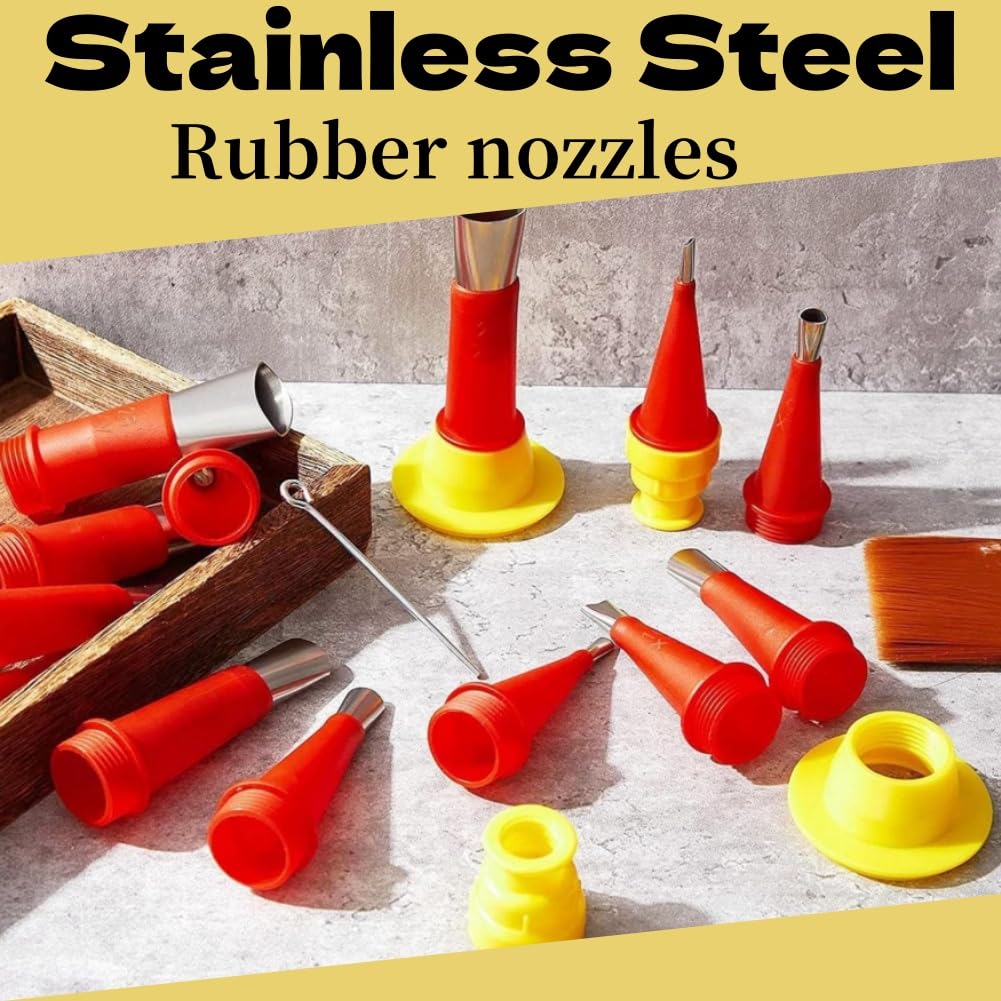 Set 19 Ugelli Per Calafataggio - Acciaio Inox, Per Sigillanti E Silicone, Con Gomiti E Manicotti - Foto 10