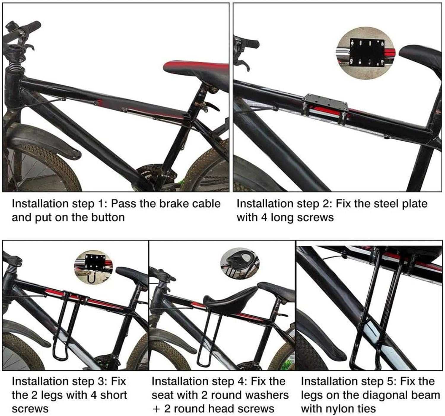 Detachable Front Mounted Child Bicycle Seats,Kids Bike Seat, with Kids Bike Foot Pedals, for Children 2-8 Years Compatible, Front Bicycle Seats with Adult Sports & Outdoors MTB,6~10CM