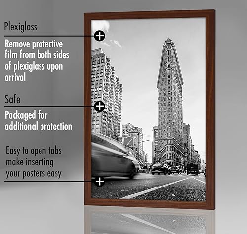 Vista 177 de Americanflat - Marco para póster de 71 x 74 cm con plexiglás pulido, portarretratos negro de madera industrializada, Epic Collection, marco ancho
