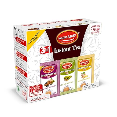 Miniatura 4 de Wagh Bakri Premezcla instantánea de té, masala, cardamomo y jengibre, 4 sobres cada uno, total 12 sobres [paquete internacional]