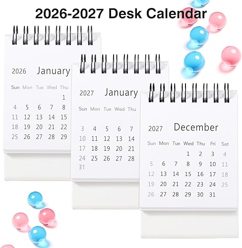 Miniatura 32 de Calendario de escritorio 2026-2027, calendario de 2 años desde enero de 2026 hasta diciembre de 2027, planificador mensual de mesa con calcomanías
