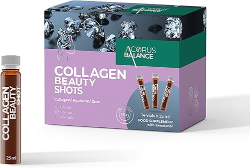 Miniatura 1 de ACORUS BALANCE Beauty Collagen Shots  para piel, cabello y uñas  colágeno, hialurón y zinc  0.35 oz de colágeno por porción  14 viales de chupito x