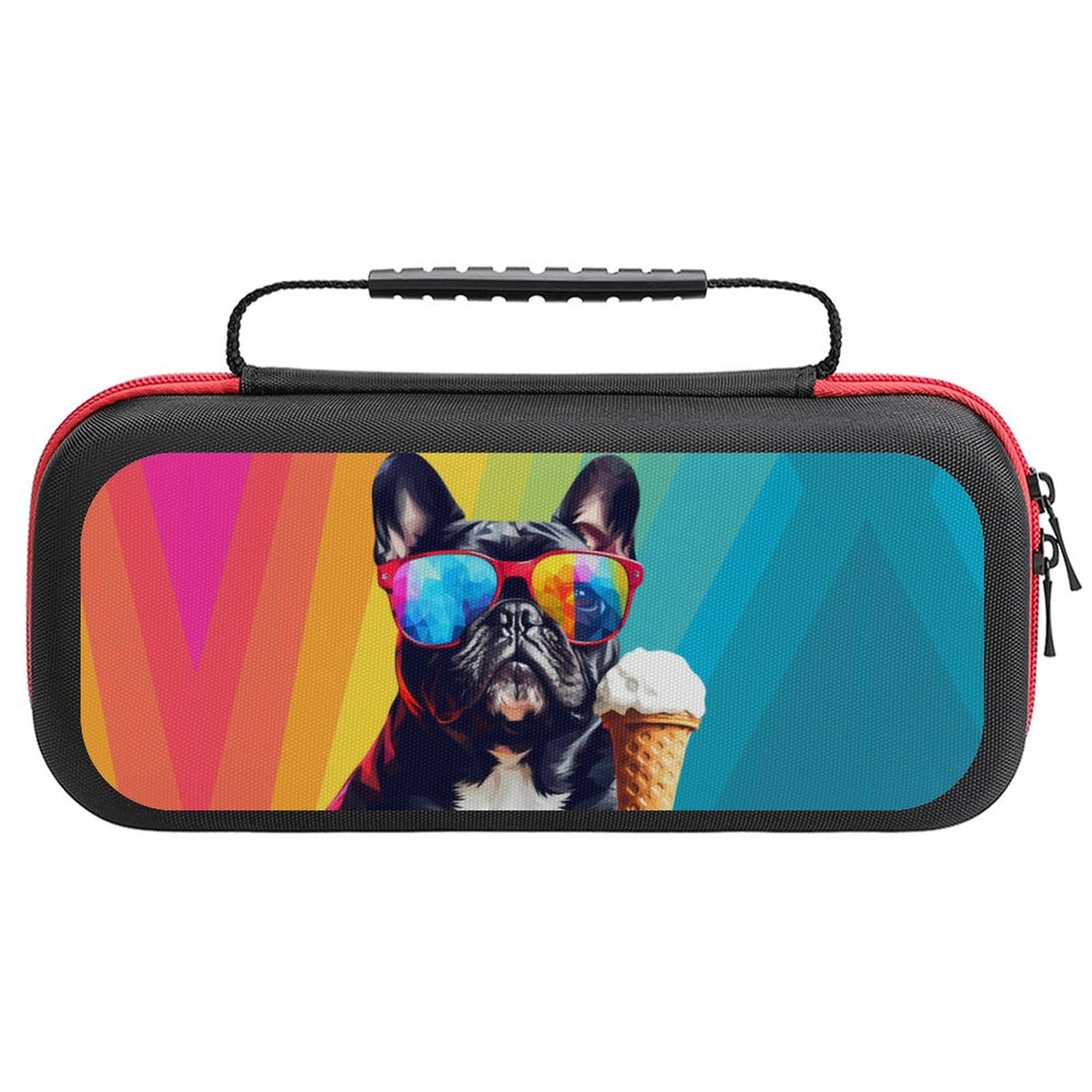 VOSERY Rainbow Bulldog Sunglasses Case Compatible with Nintendo Switch Case Travel Carry Case Compatible with Switch Lite Oled