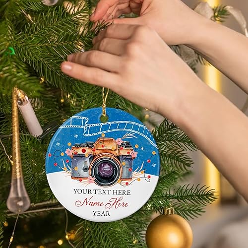 Miniatura 3 de Adorno de cerámica personalizado para fotógrafo, fotografía, Navidad, 2024, adorno de cámara fotográfica, regalos para Navidad, adornos de árbol de