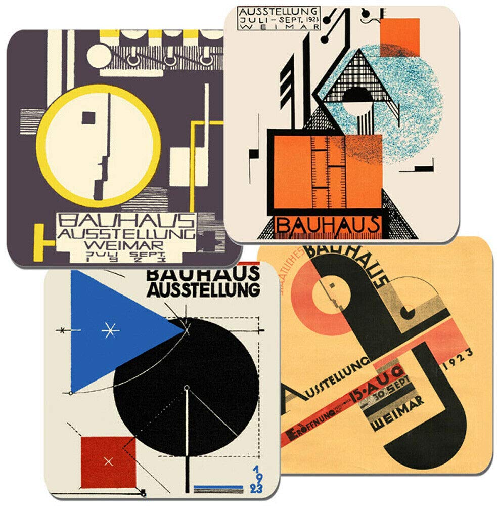 Funkyzilla Bauhaus Ausstellung Weimar 1923 Poster Coasters Set Of 4. Cork Backed. German Art Gift