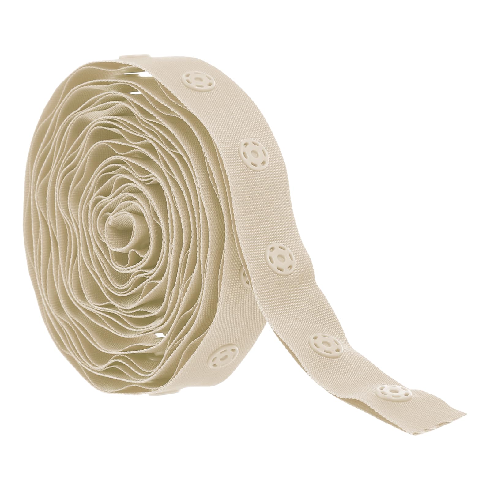 Rebower 2 Yard Plastic Button Snap Tape Ribbon Sewing Snaps Trim Fastener Polyester, [for Cloth Fabric Sewing, DIY Project] - Khaki / 18mm