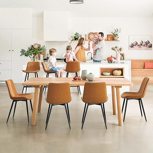 Miniatura 6 de Cozyman Sillas de comedor, juego de 2 sillas de comedor de piel sintética, sillas de cocina y comedor de 18 pulgadas, silla auxiliar moderna con