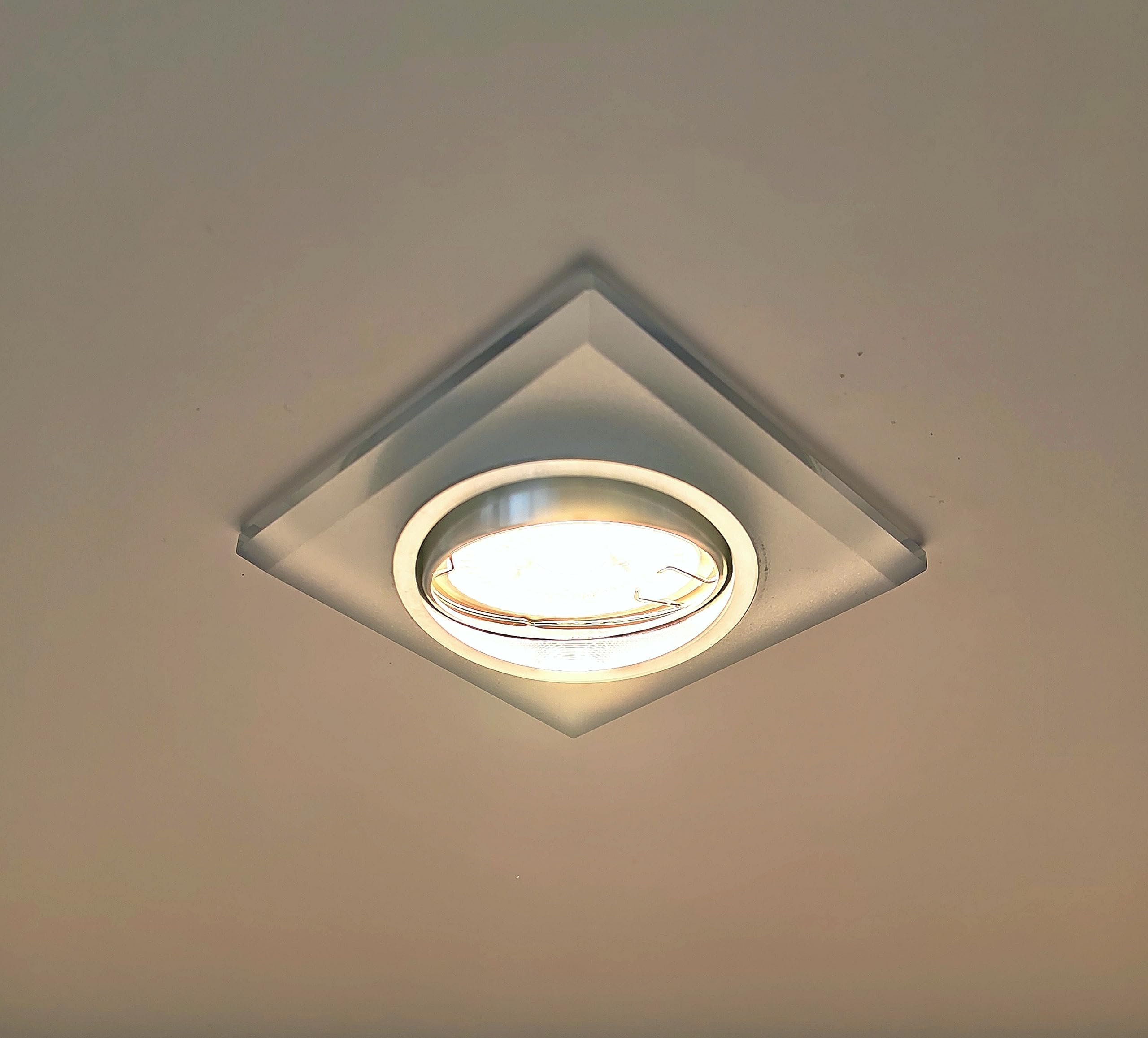 Trango 6er Set 6729(S)-06MOSD *CRYSTAL* Deckenstrahler aus satiniertem Glas inkl. 6x 3-Stufen dimmbar Ultra Flach LED Modul, 3000K warmweiß Einbauleuchte, Einbauspot, Deckenleuchte, Einbaustrahler
