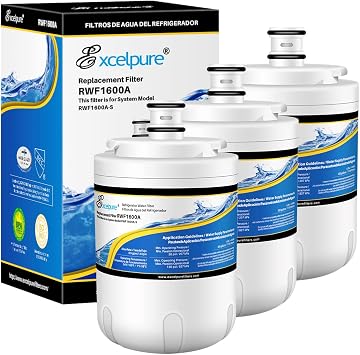 EXCELPURE UKF7003 Replacement for Maytag UKF7002AXX, UKF7003AXX, JCD2389GES, WF288, Whirlpool Filter 7,EDR7D1, RFC1600A, EFF-6014A, MZD2766GES, HDX FMM-1, SGF-M07, Refrigerator Water Filter,3PACK