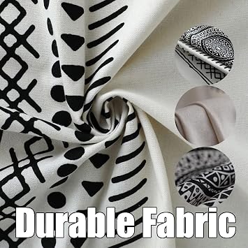 Blackout Boho Window Curtain Panel with Tassel, Bohemian Stripe Geometric Floral Printed Soft Curtain for Bedroom, Kitchen Darkening Linen Rod Pocket Drape Decor, 59 x 63, 1 Panel