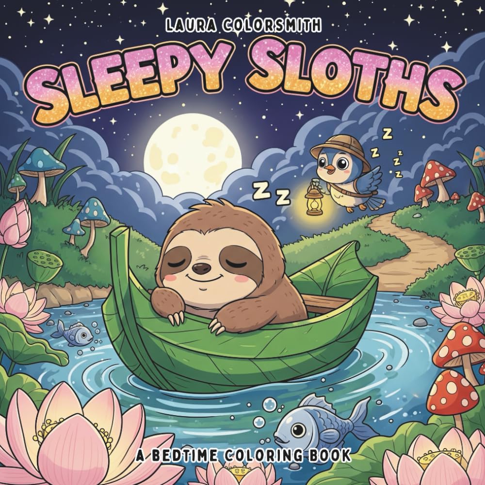 Sleepy Sloths - A Bedtime Coloring Book: Featuring Cute and Sleepy Sloths in Dreamy Nighttime Adventures – Ideal for Kids (Coloring book for kids: Bedtime)