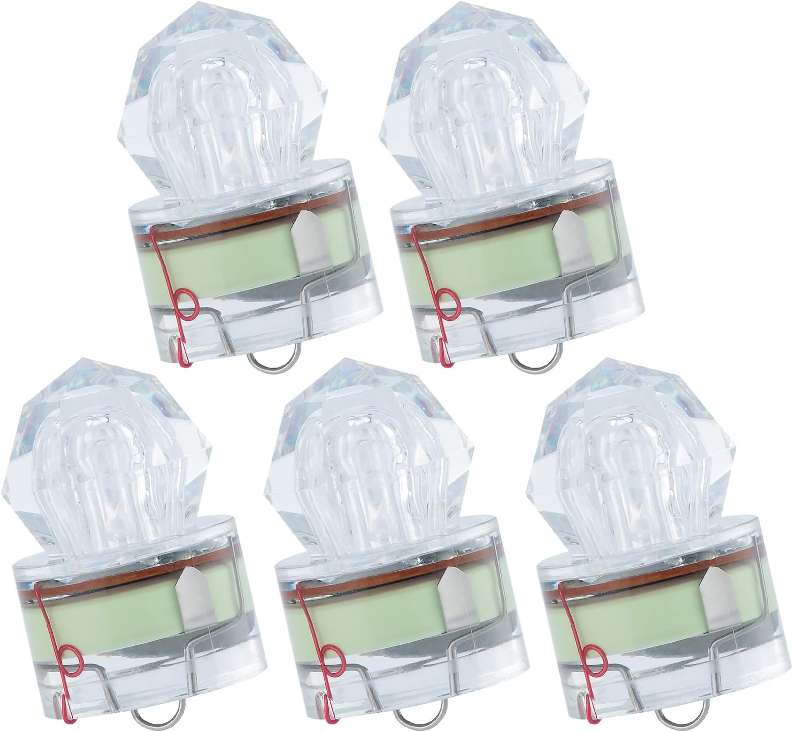 Dr.Fish 5 Pack LED Deep Drop Fishing Lights Diamond Lights Water Activate LED Lighted Lures Deep Drop Rig Fishing Flashers Hablibut Tuna Swordfish