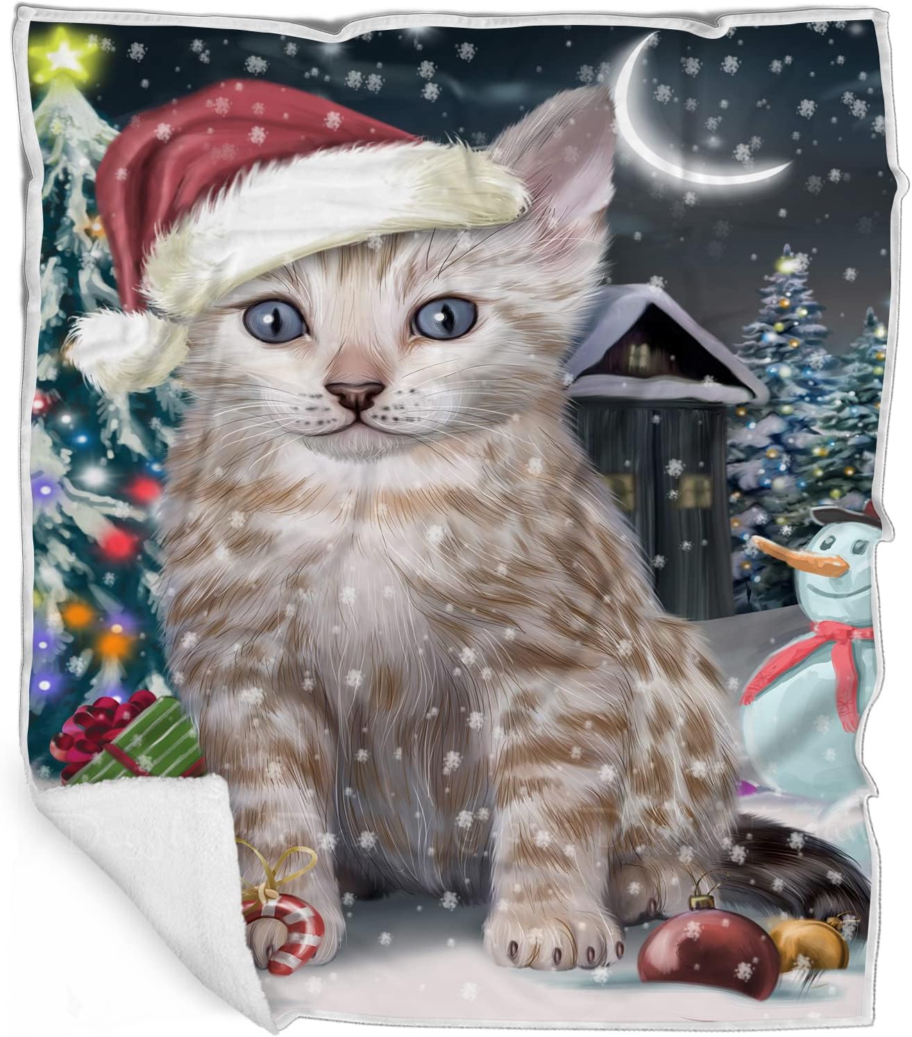 Doggie of the Day Bengal Cat Blanket - Have a Holly Jolly Christmas - Super Soft & Warm Pet Theme for Sofa or Bed, Warm Fleece, Sherpa or Woven Material, BLNKT74346 (30x40 Fleece)