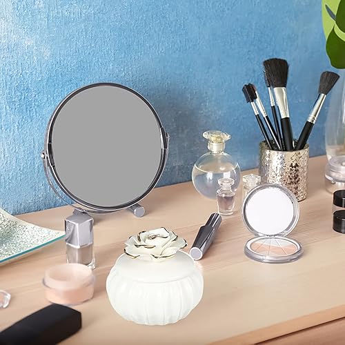 Vista 5 de HEMOTON - Joyero de cerámica con tapa pequeño organizador de joyas para decoración del hogar