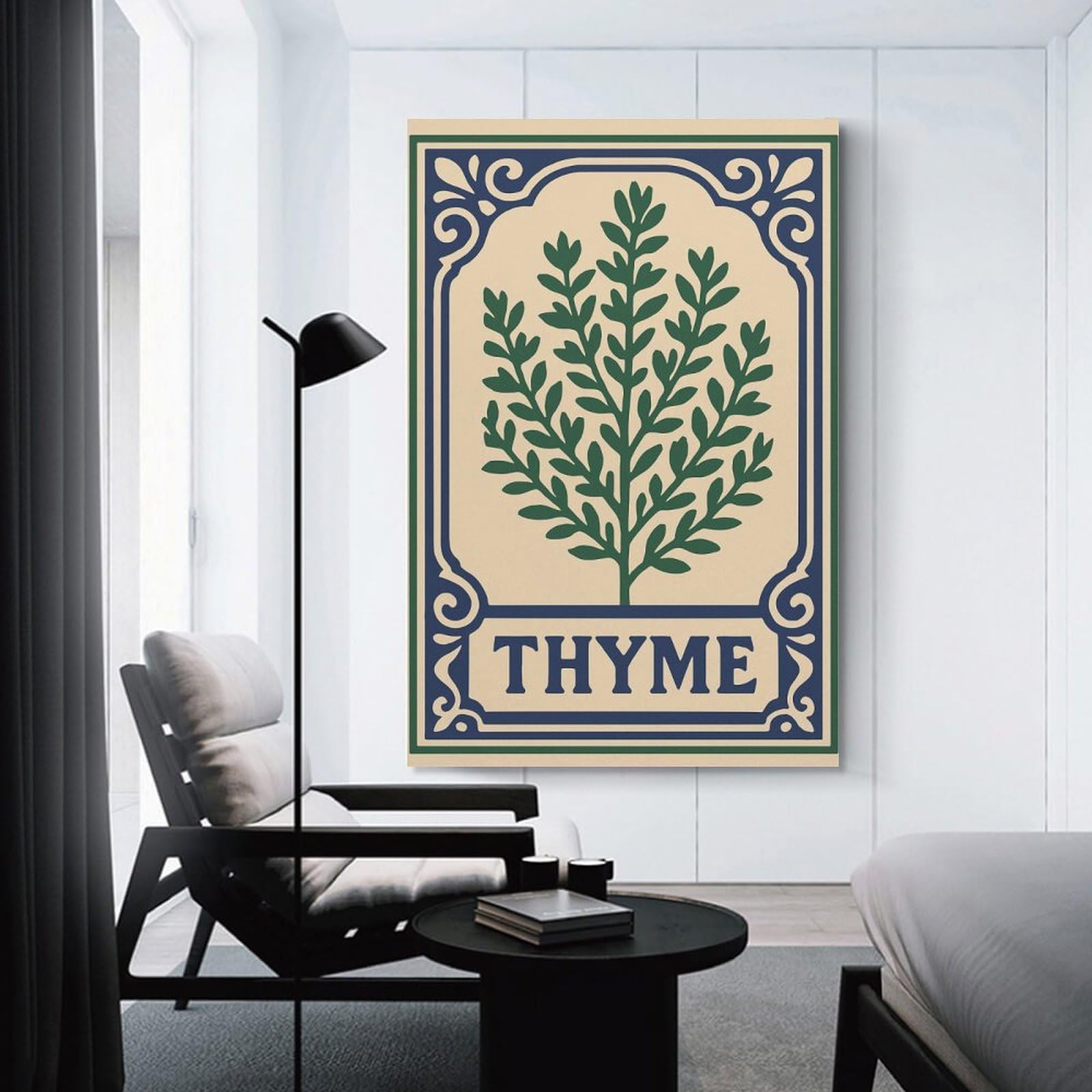 Junmoney Thyme Herb Illustration Decorative Canvas Print 16x24inch(40x60cm), for Gallery Wall Layouts in Home Or Office, Home Wall Art for Statement Displays