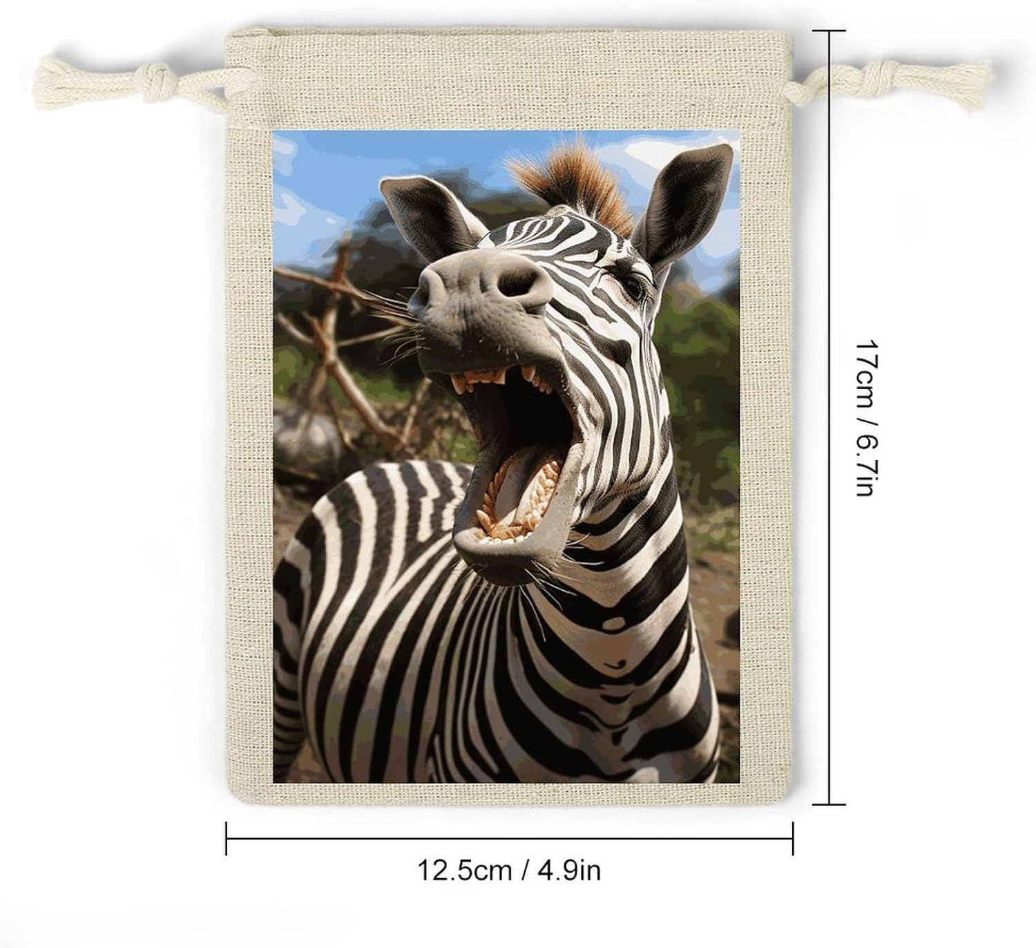 FekiLoot Funny Zebra Cotton Linen Drawstring Bags Pack of 8 image 2