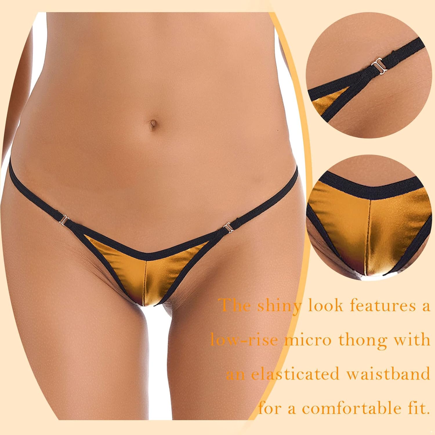 Women's Sexy Shiny Low Rise Micro Mini G-String Thong String Panty Underwear Lingerie