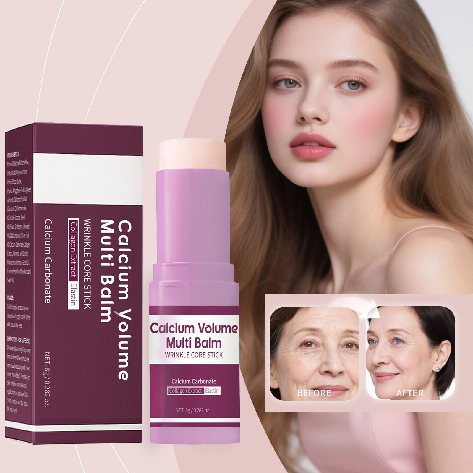 Calcium Multi Balm, przeciwstarzeniowy i ujędrniający koreański sztyft do pielęgnacji skóry, sztyft przeciwzmarszczkowy zwiększający objętość, zmniejsza cienie pod oczami, napina skórę, przeciwdziała