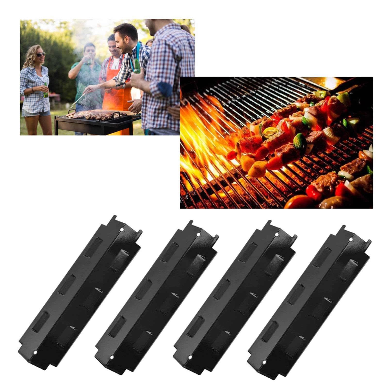 4 piastre termiche per barbecue, in acciaio porcellanato, scudo termico di ricambio, per la maggior parte delle griglie per barbecue