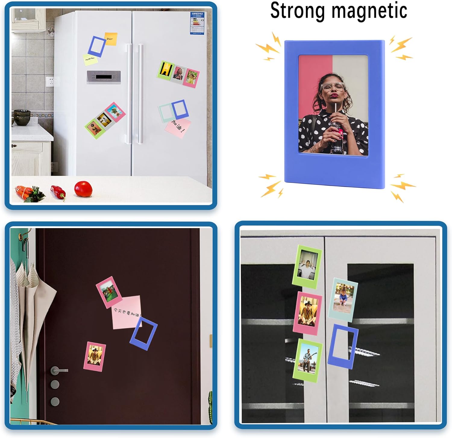 Refrigerator Magnets Photo Frame, Fridge Magnetic Photo Frame for Polaroid Fujifilm Instax Mini Film, 10 Colors, Pack of 20.