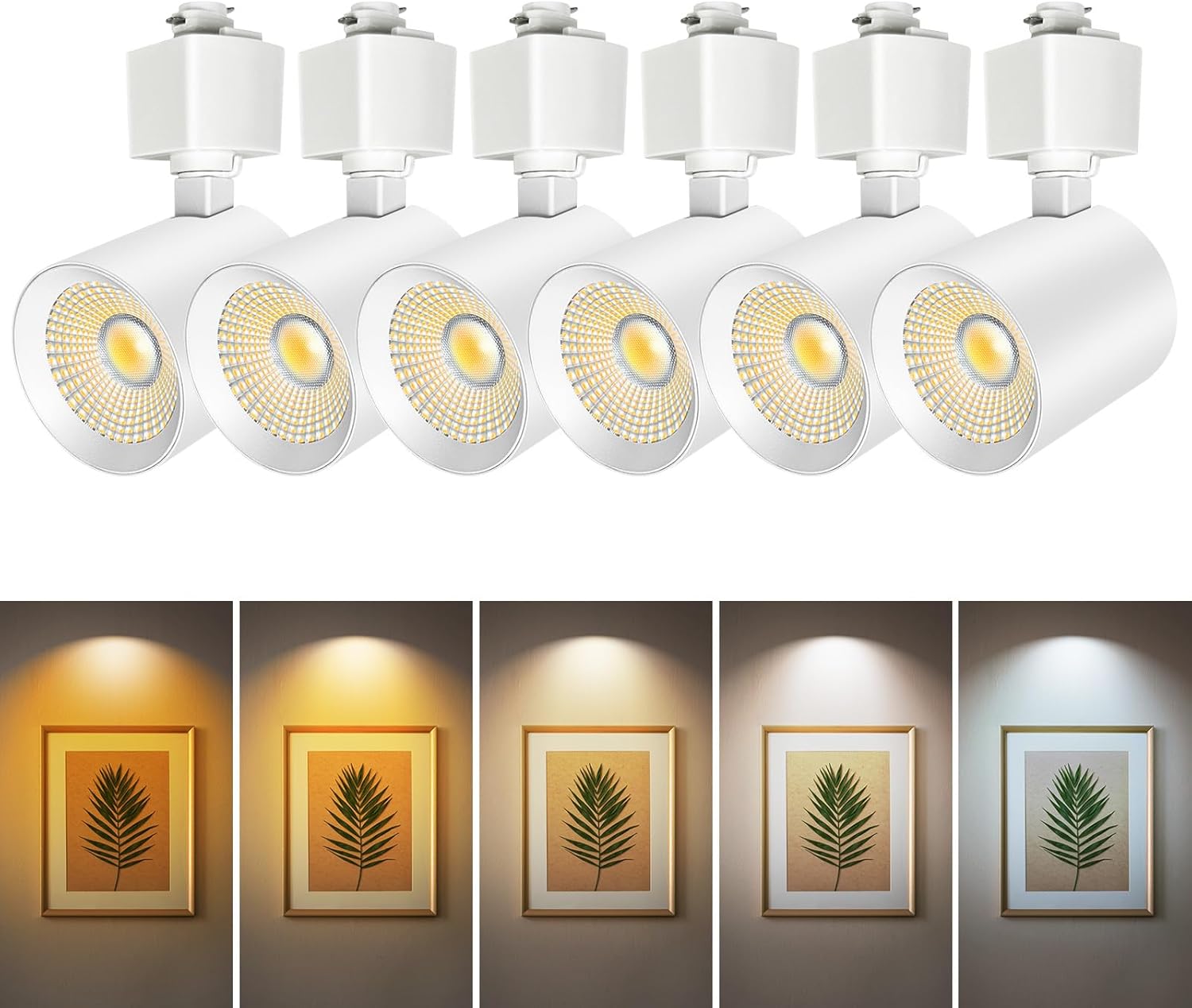 mw 6 Pack 5-Color LED Track Lighting Heads H Type Track Light Heads Dimmable Bright Rail Ceiling Spotlight Fixtures, 2700K-5000K, Flicker Free CRI90+ 36° 10W 800lm, White