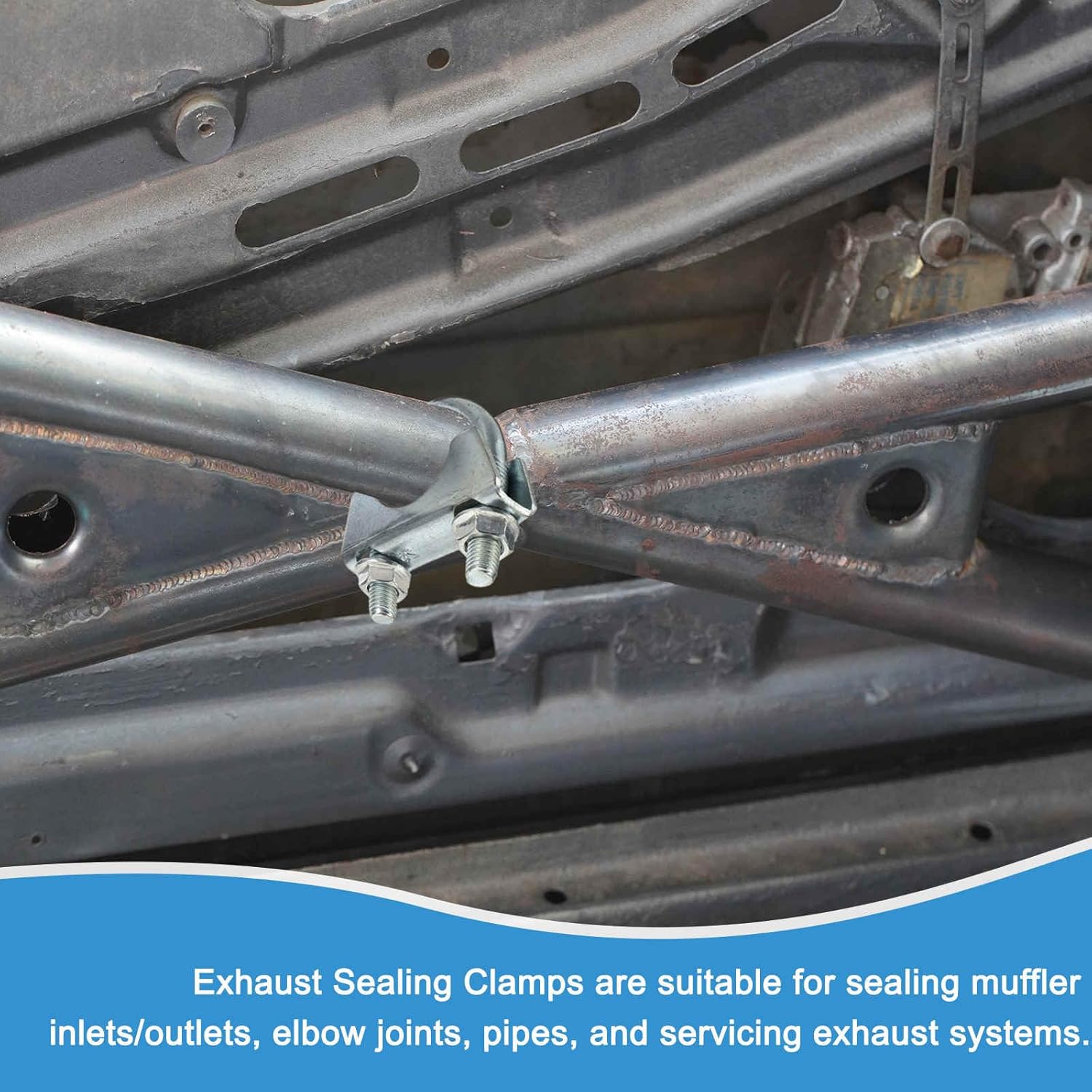 HARFINGTON 2pcs U Bolt Muffler Exhaust Clamp 206mm(8") Galvanized Iron U-Bolt Clamps Muffler Tip Hook Saddle Exhaust Clip for Tip Pipes Connection