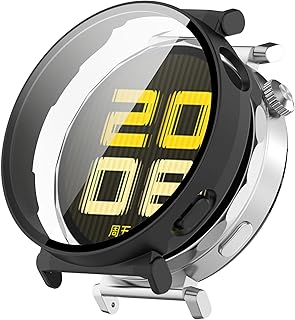 fashion mania PC Case+Tempered Glass For Huawei Watch GT 5 41mm 2024 Integrated protective Case Fall Prevention Cover Case (Clear) (black
