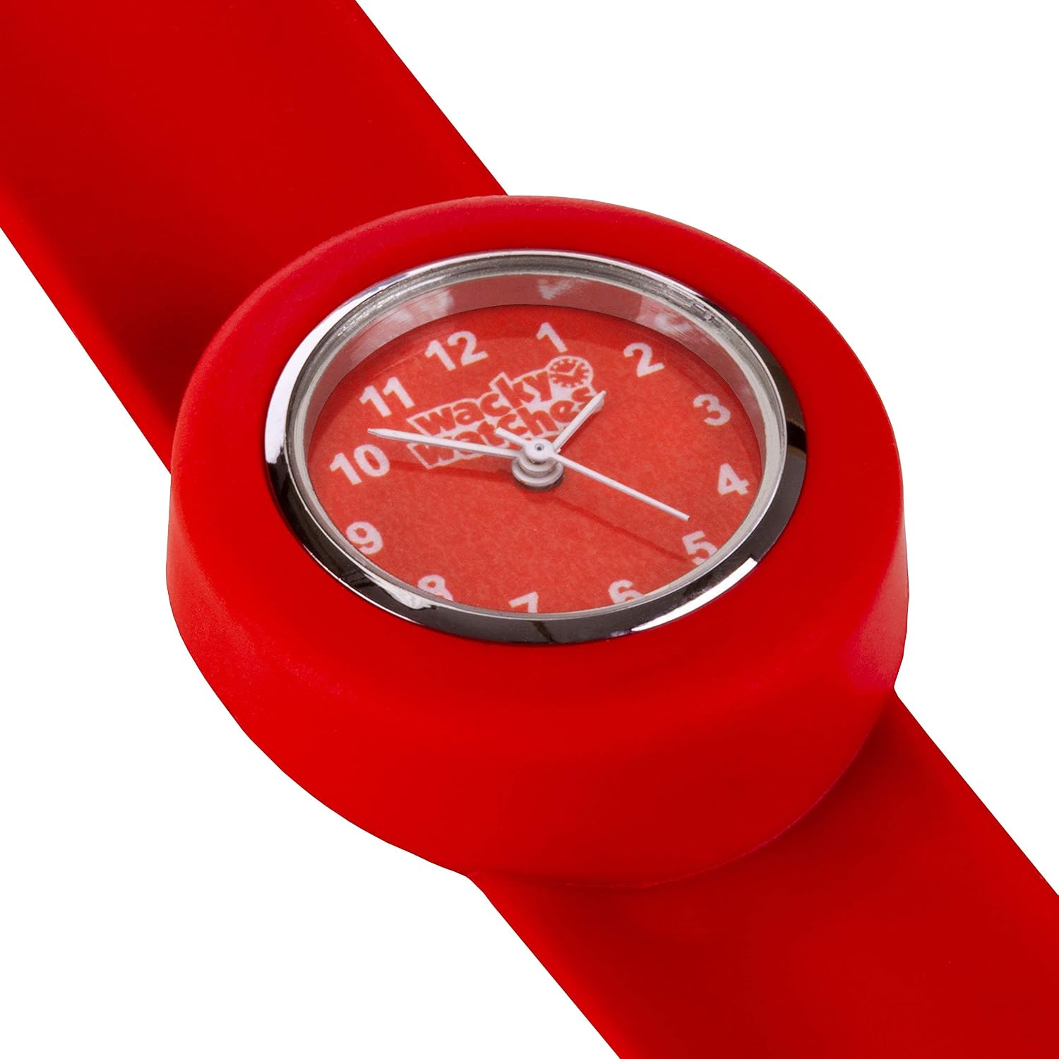 Wacky Watches Popwatch Red Colour Slapwatch Fast Fit Kids Childrens Silicone Watch Band Learn to Tell The Time Unisex Instant Fit Any Size - Image 3