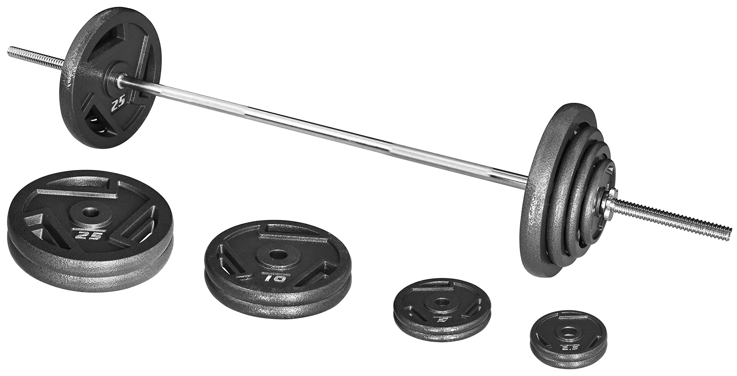GORILLA SPORTS® Set Bilancieri E Manubri 108kg - 18 Dischi, Barre 170cm E Curl EZ 120cm, Cromate