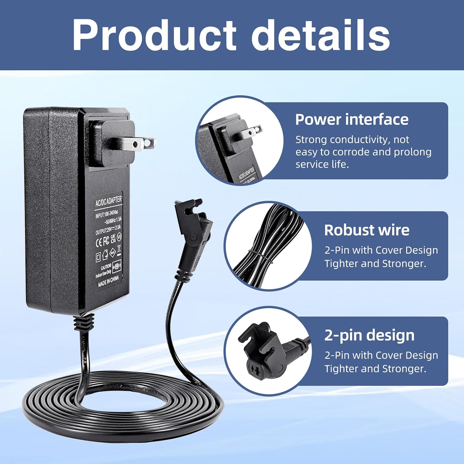 29V 2A Power Supply Cord for Recliner and Lift Chair, 29V AC/DC Switching Power Supply Transformer (Model ZB-H290020A-C ZBPOWER), for Limoss Okin Power Recliner, Lift Chair and Adjustable Bed