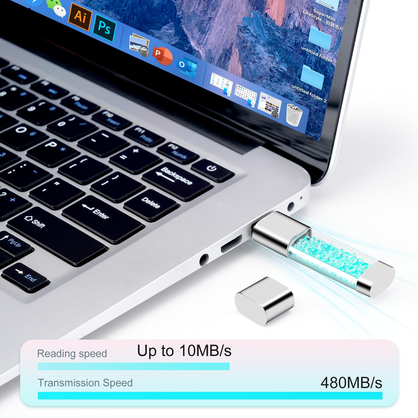 32GB USB Stick - Niebieski Kryształowy Pendrive w Kształcie Pamięci Flash
