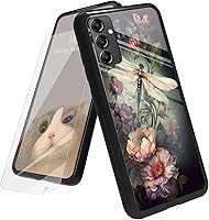 Vista 145 de Funda para Samsung Galaxy A12 5G con protector de pantalla, parte trasera de vidrio templado + TPU de silicona suave que absorbe los golpes