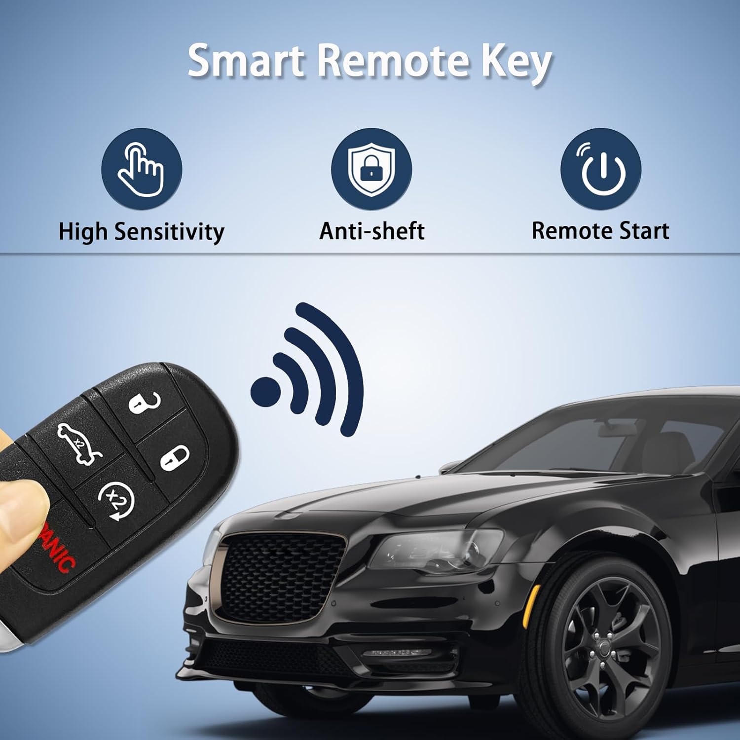 Smart Key Fob Replacement Fit for Chrysler 300/Dodge Charger/Challenger/Dart 2011-2018 5-Button Remote with Start 05026676AH/AC, 56046759AF M3N-40821302 433MHz - Image 7