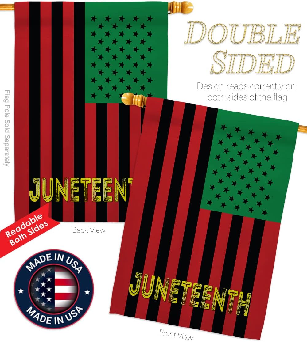Juneteenth American House Flag - Set Patriotic Historic July Memorial Veteran Independence United State - Decoration Banner Small Garden Yard Gift Double-Sided Made in USA 28 X 40