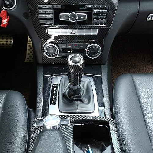 Miniatura 5 de CHEYA Pomo de palanca de cambios central de automóvil de fibra de carbono realABS para Mercedes Benz Clase C W204 E W212 GLK X204 CLS W218 A Clase G