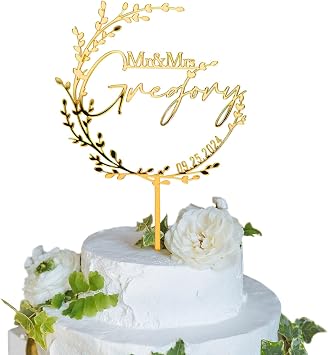 Wedding Cake Toppers,Custom Cake Topper Wedding Bride and Groom,Personalized 16 Colors Anniversary Mr and Mrs Cake Decoration