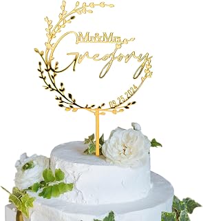 Wedding Cake Toppers,Custom Cake Topper Wedding Bride and Groom,Personalized 16 Colors Anniversary Mr and Mrs Cake Decoration
