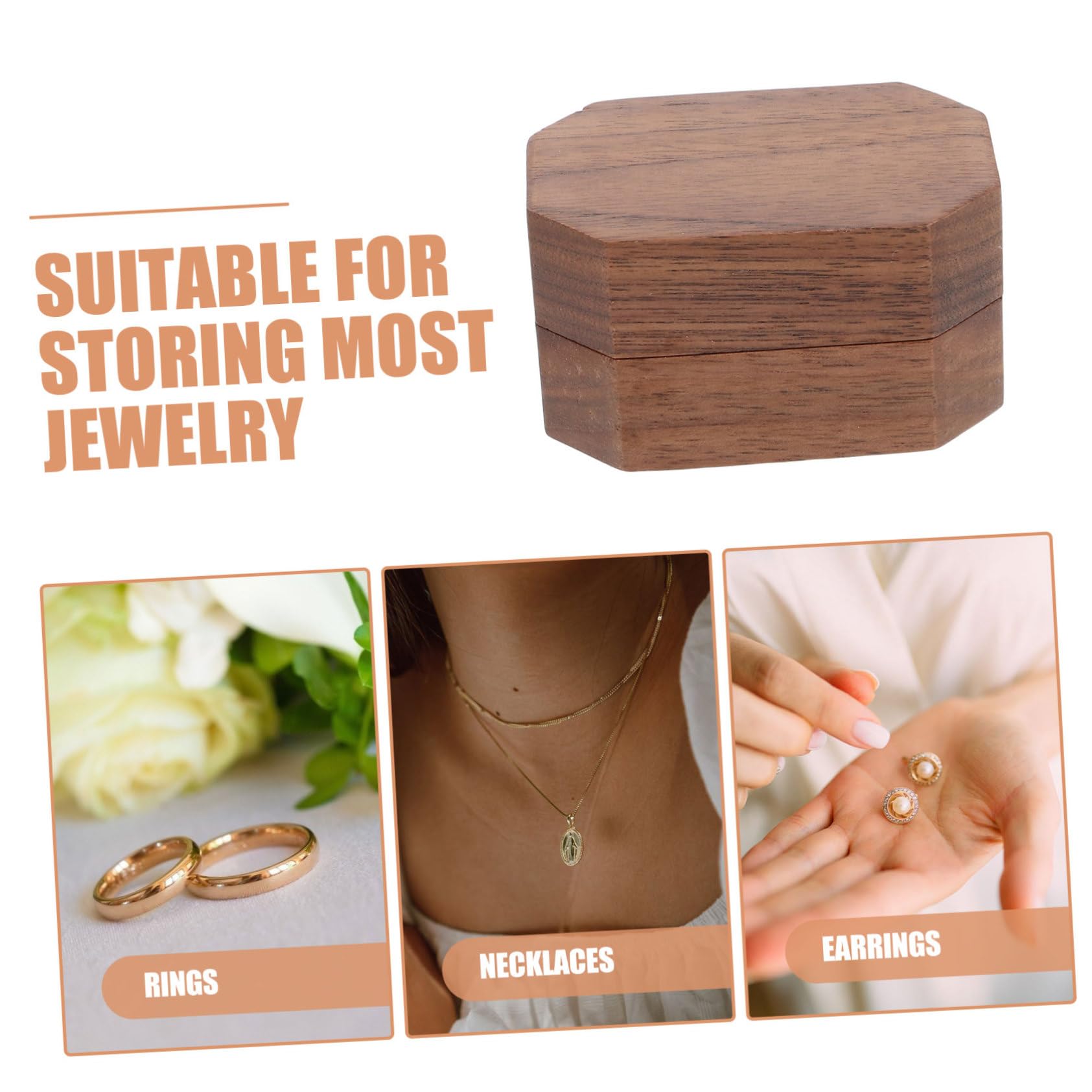 LIFKOME 5pièces Boîte à Bijoux Bois Pour Fiançailles Étui Élégant Pour Anneaux Boucles Oreilles Et Bijoux Rangement Pratique Et Compact Pour Femme