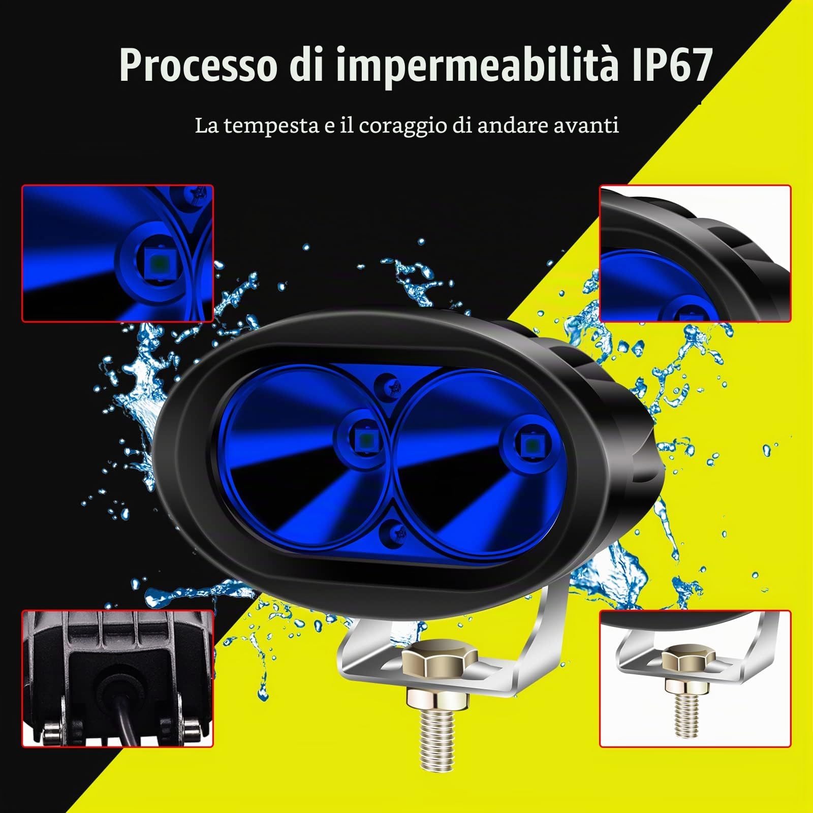 Biqing Luce Blu del Carrello Elevatore del LED,Luci da Lavoro per Carrelli Elevatori 20W Faretti LED Moto Supplementari 12V 24V per Carrello Elevatore Moto Fuoristrada,2pcs