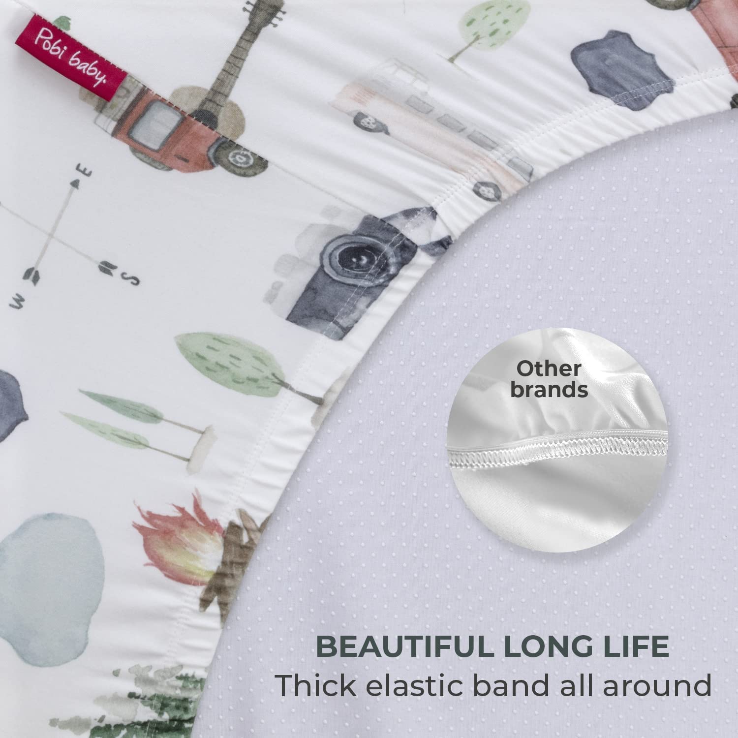 Pobibaby - 2 Pack Premium Pack N Play Sheets Fitted for Standard Pack and Plays and Mini Cribs - Ultra-Soft Cotton Blend, Stylish Woodland Pattern, Safe and Snug for Baby (Explore)