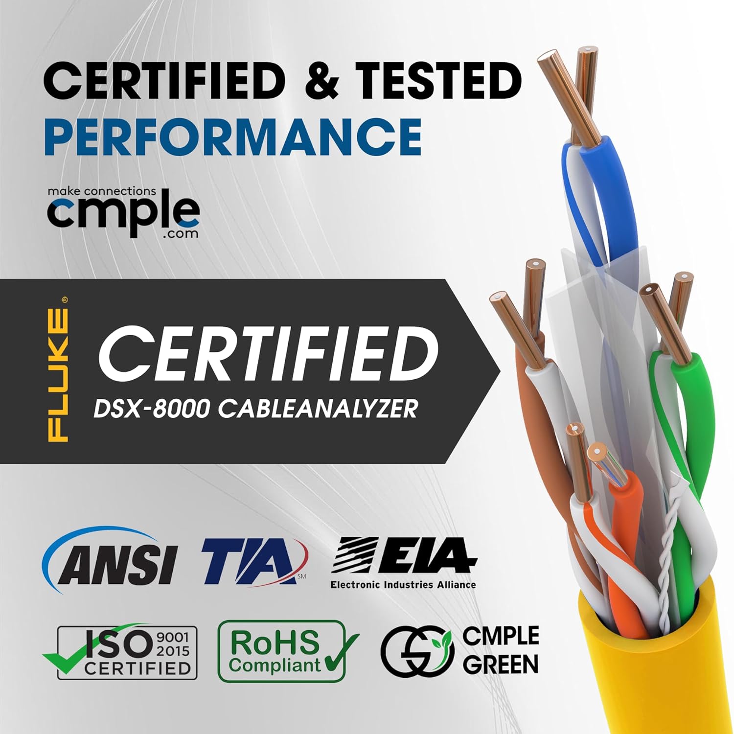 Cmple - Cat6 Cable 1000ft Bulk Lan Ethernet Cat 6 Wire Network UTP 23AWG CMR Riser 10Gbps 550 MHz Pull Box 1000 Feet, Yellow