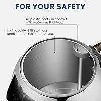 Vista 7 de SUSTEAS Hervidor Eléctrico – Hervidor de Agua Caliente para Té de 57oz con Termómetro, Olla de Acero Inoxidable de Calentamiento Rápido de 1500W