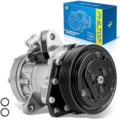 PHILTOP 610080 Air Conditioner AC Compressor with Clutch for Dodge Dakota 2000-2001 4.7L,Durango 2000-2001 4.7L
