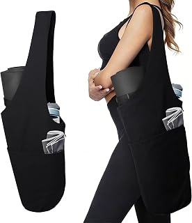 Heavy Duty Cotton Canvas Yoga Bag with Multi-Pocket Organizer, Large Capacity Gym Sports Bags, With 2 Bonus Mat Straps