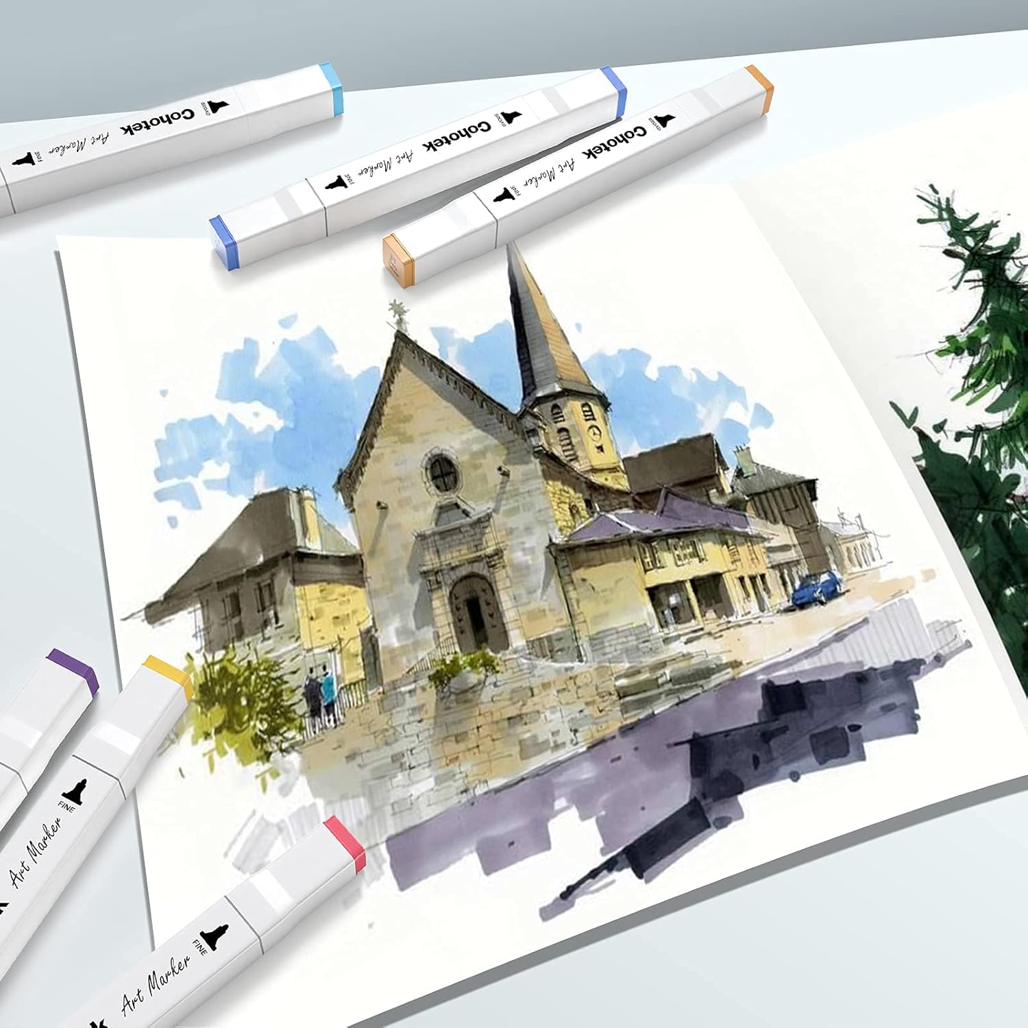 Best Deal Product 90 Colors Alcohol Markers with 1 Colorless Blender, Cohotek Double Tipped Brush & Chisel Sketch Markers for Artist, Coloring Art Markers with Travel Case, Highlighter Pens for Drawing & Sketch